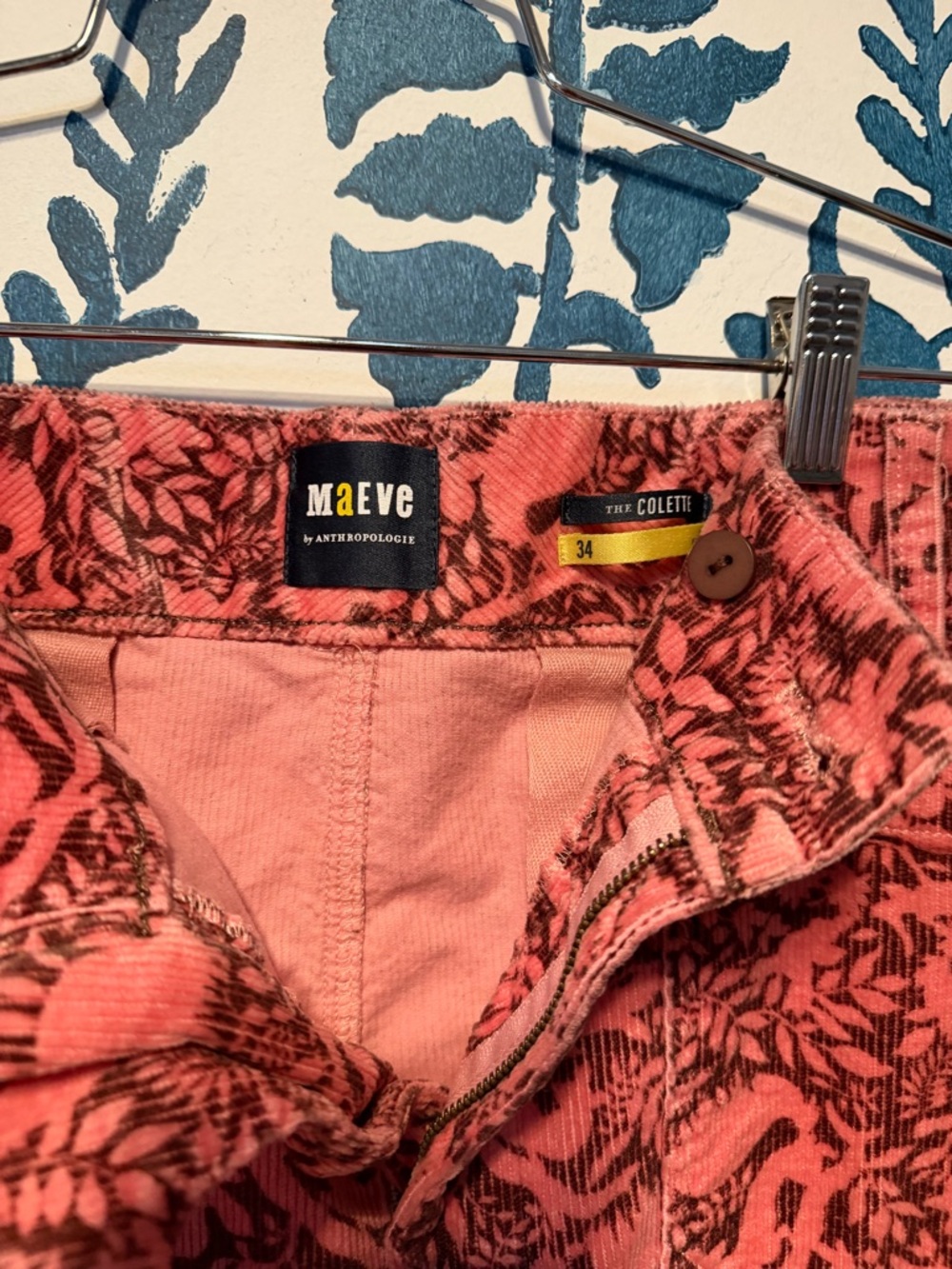 Anthropologie Maeve Pink Colette Cropped Wide Leg Corduroy Pants - Picture 2 of 6
